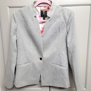 Ted Baker Woman  Tailored Textured honeycomb  Gray Jacket  3 , US size 8